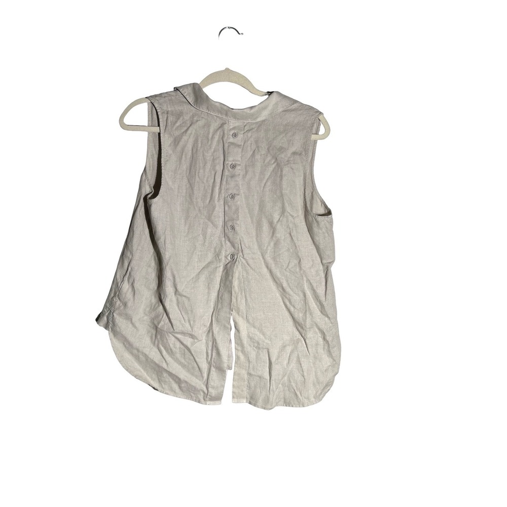 Cloth & Stone Oatmeal Beige 100% Linen Sleeveless Button Down Top Medium C4210